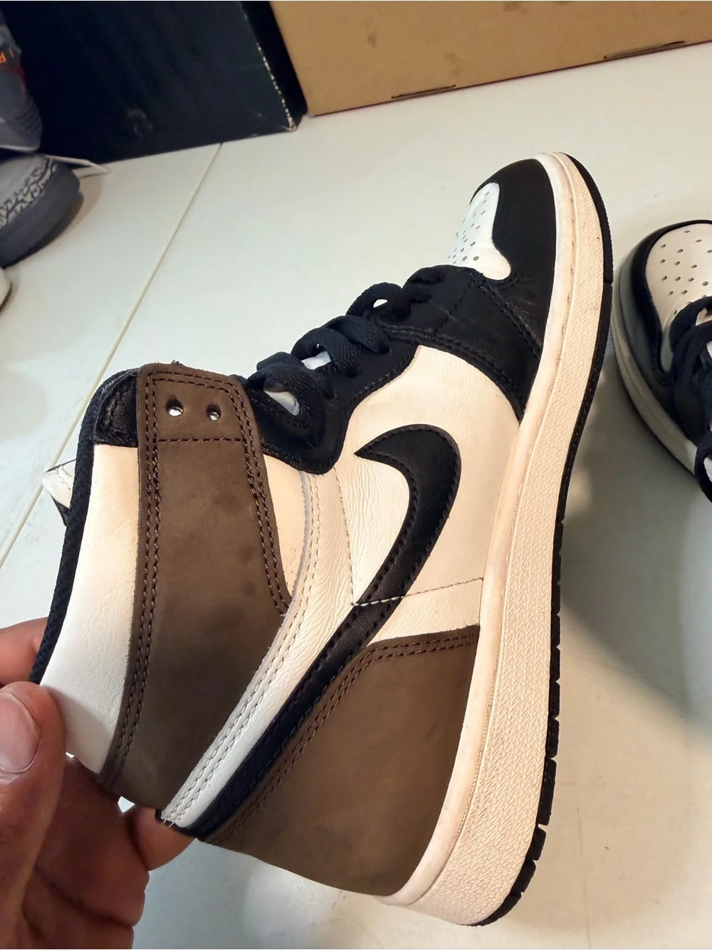 Nike Air Jordan 1 High Mens Sneakers - Black, White, Brown
